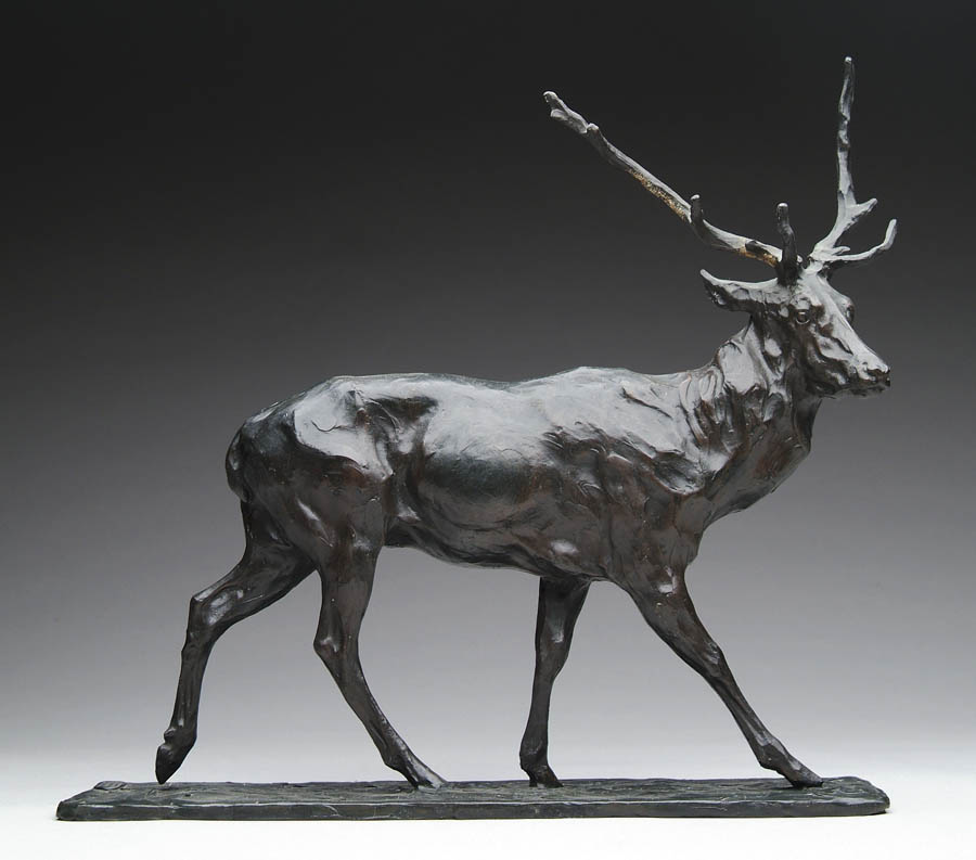 Appraisal: REMBRANDT BUGATTI Italian - MAJESTIC STAG Outstanding bronze sculpture of