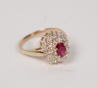 Appraisal: K DIAMOND AND RUBY LADY'S DINNER RING K YELLOW GOLD