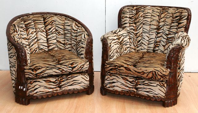 Appraisal: An Art Deco carved armchair together with an Art Deco