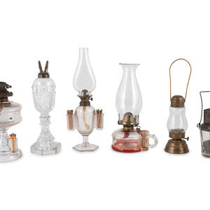 Appraisal: A Group of Six Oil Lamps and Lanterns th Century