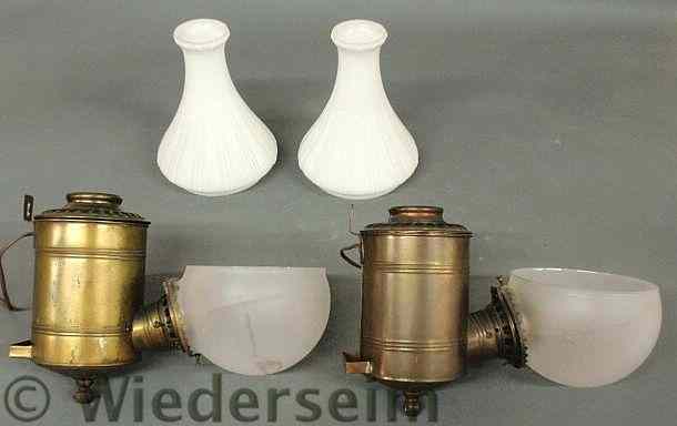 Appraisal: Pair of Angle Lamp Co NY fluid lamps with milk