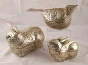 Appraisal: Three silver plated Cambodian containers in the forms of a