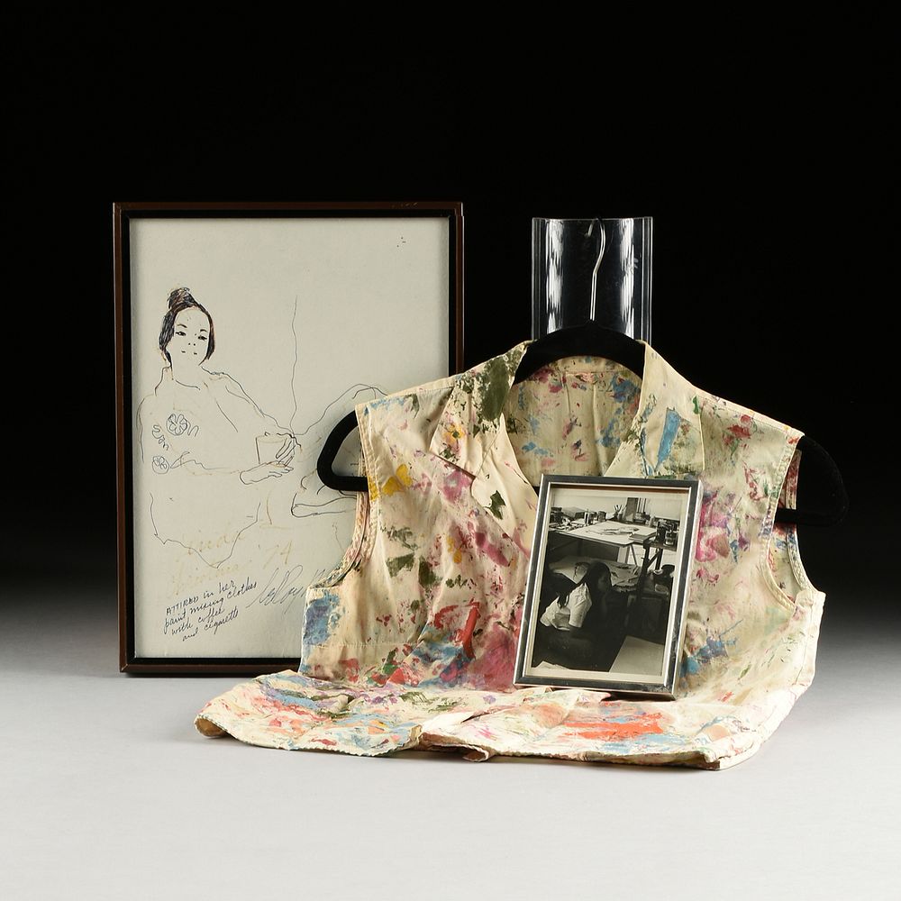 Appraisal: LEROY NEIMAN American - A DRAWING SMOCK AND PHOTOGRAPH Linda