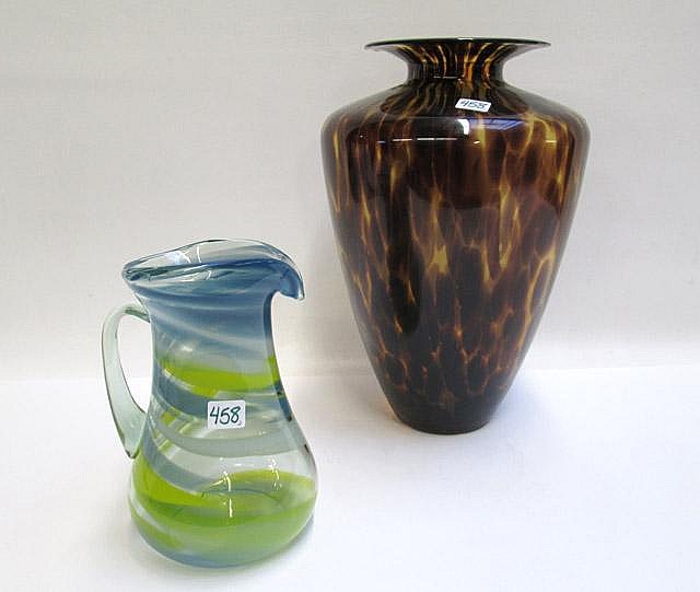 Appraisal: TWO PIECES OF STUDIO ART GLASS consisting of a high-shoulder