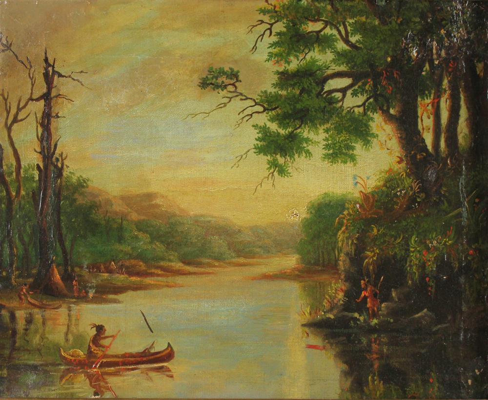 Appraisal: STYLE OF JASPER CROPSEY AMERICAN - NATIVE AMERICAN ENCAMPMENT Oil