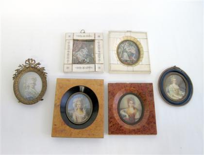 Appraisal: Group of six miniature portraits th th century