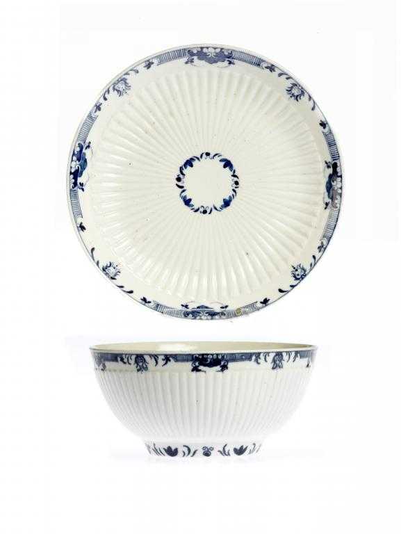 Appraisal: A WORCESTER REEDED SLOP BASIN AND SAUCER DISH painted in