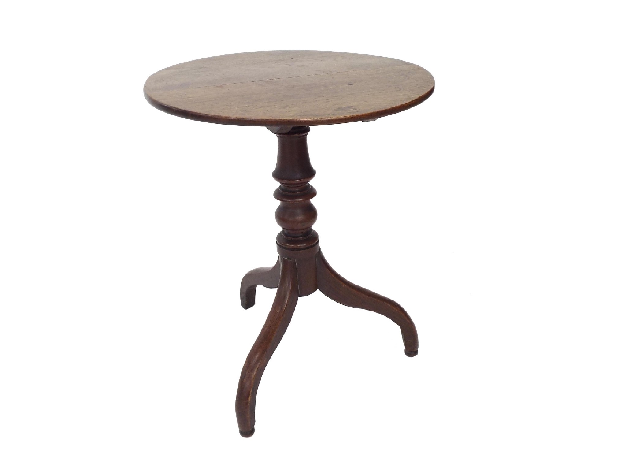 Appraisal: Georgian oak tilt tea table the circular top on a