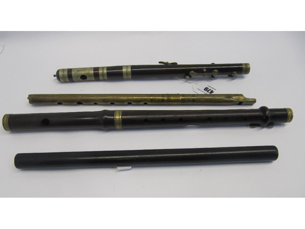 Appraisal: A lot comprising a penny whistle two woodwind instruments and