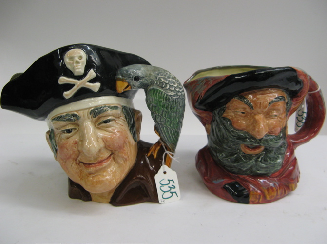 Appraisal: TWO ROYAL DOULTON LARGE CHARACTER JUGS including Long John Silver