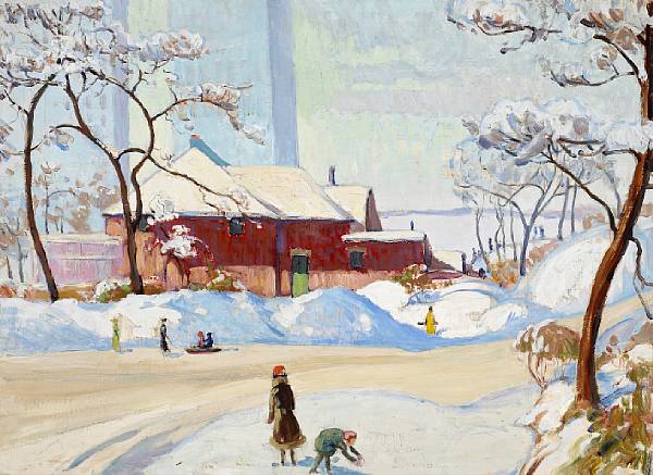 Appraisal: Robert Bartholomew Harshe American - Chicago Park in winter unsigned