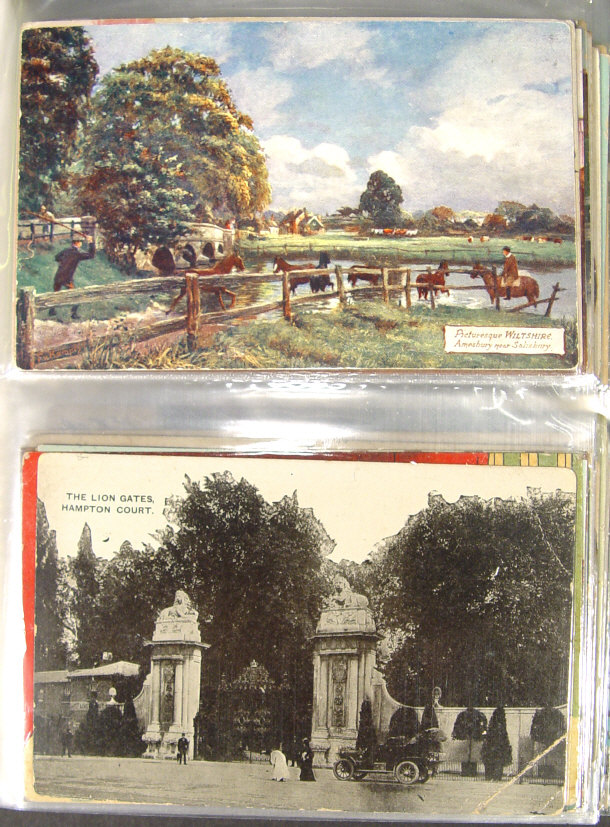 Appraisal: Album of topographical and comical postcards including a photographic view