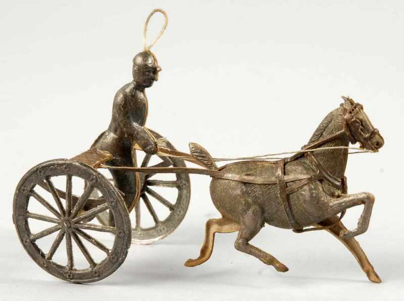 Appraisal: Dresden Sulky Rider Pulled by Horse Ornament Description Rare Condition