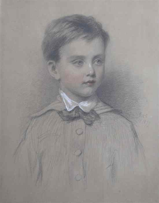 Appraisal: E U E charcoal and chalk Portrait of Charles James