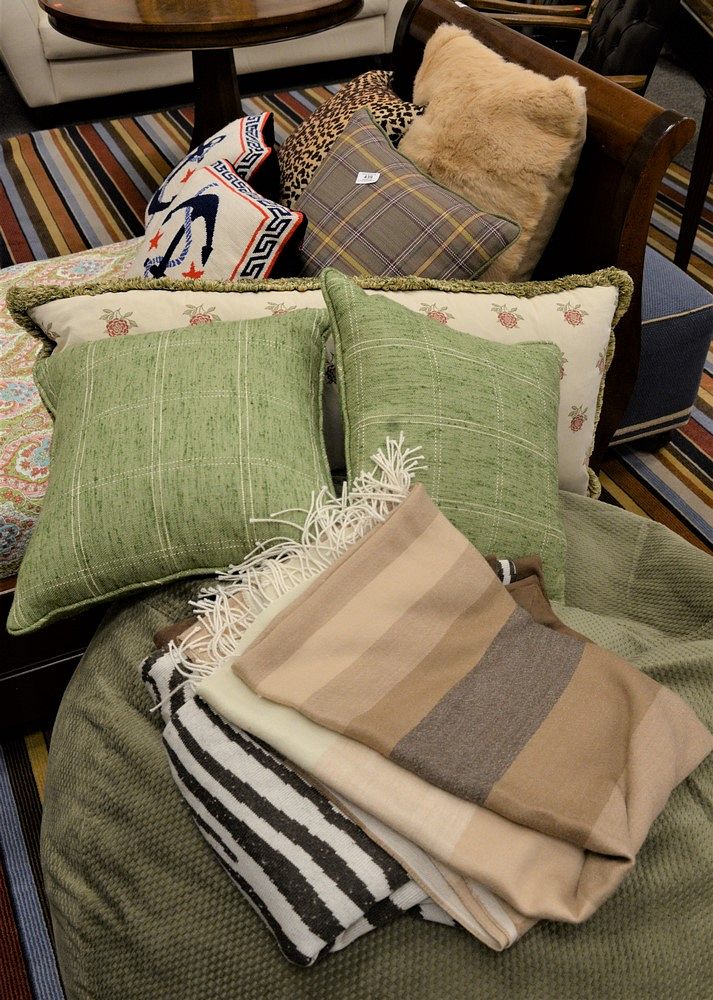 Appraisal: Large Group Lot to include decorative pillows and blankets along