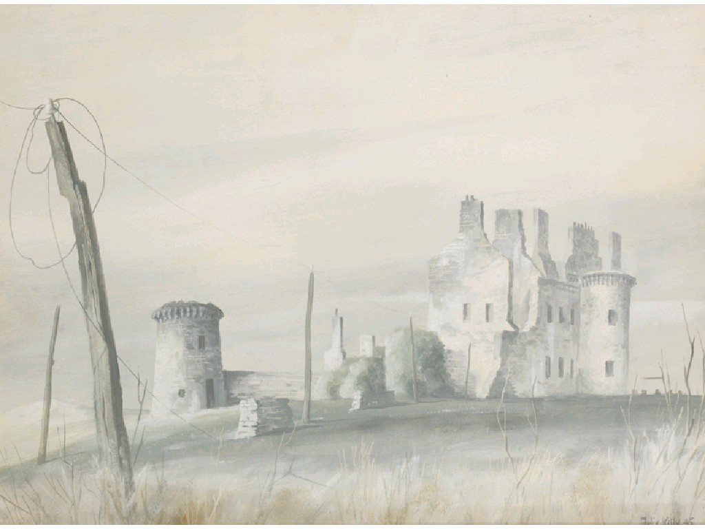 Appraisal: FELIX KELLY A landscape in sepia tones with a ruined