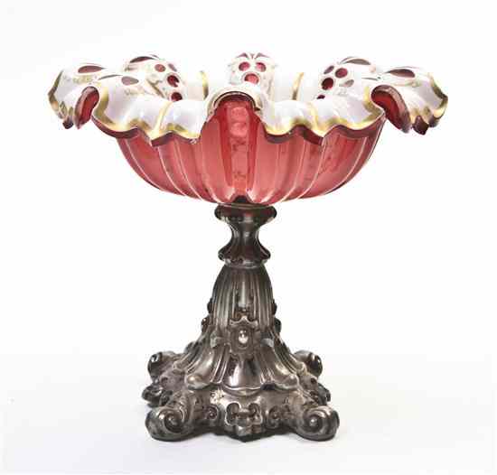 Appraisal: A Bohemian Glass and Silver Compote together with a red