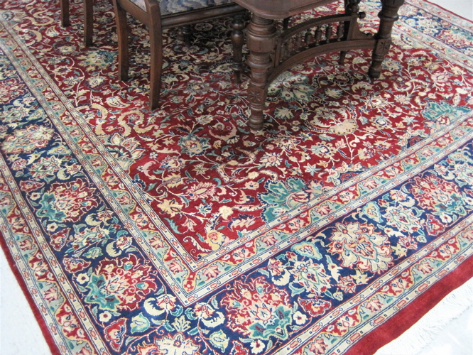 Appraisal: HAND KNOTTED ORIENTAL CARPET Pakistani-Persian overall floral arabesque decoration in