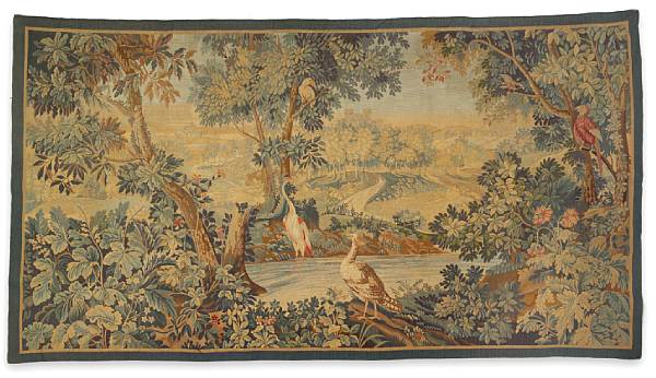 Appraisal: A French verdure oiseaux tapestry second half th century Depicting