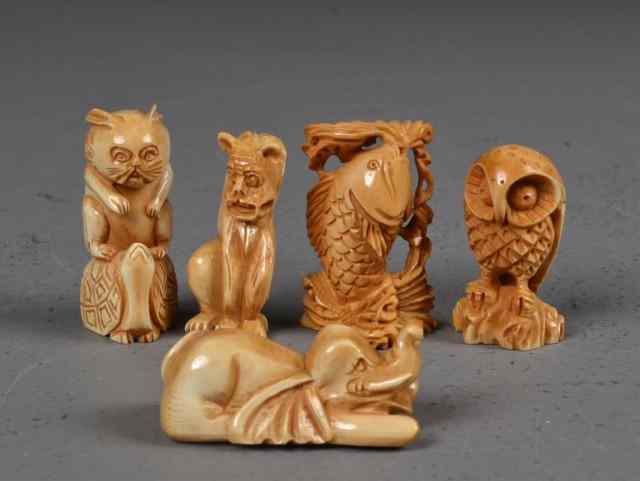 Appraisal: Japanese Carved Ivory NetsukeFinely carved to depict various animals to