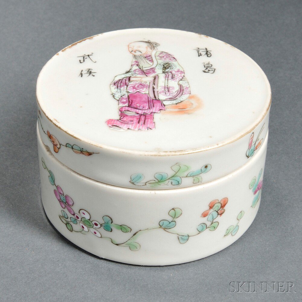 Appraisal: Famille Rose Covered Box China th th century circular the