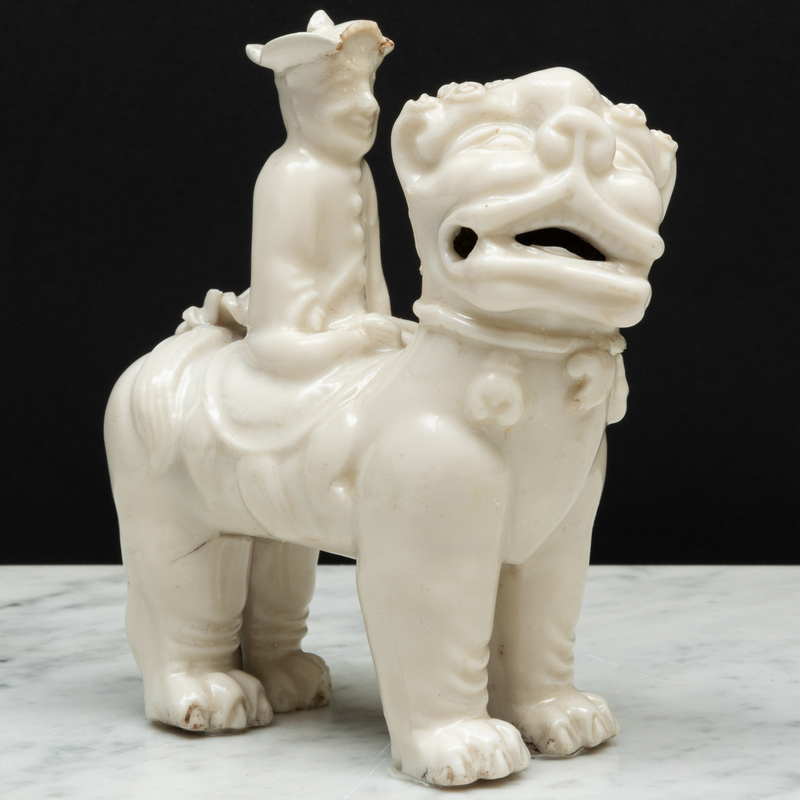 Appraisal: Blanc de Chine Porcelain European and Buddhistic Lion Group Unmarked