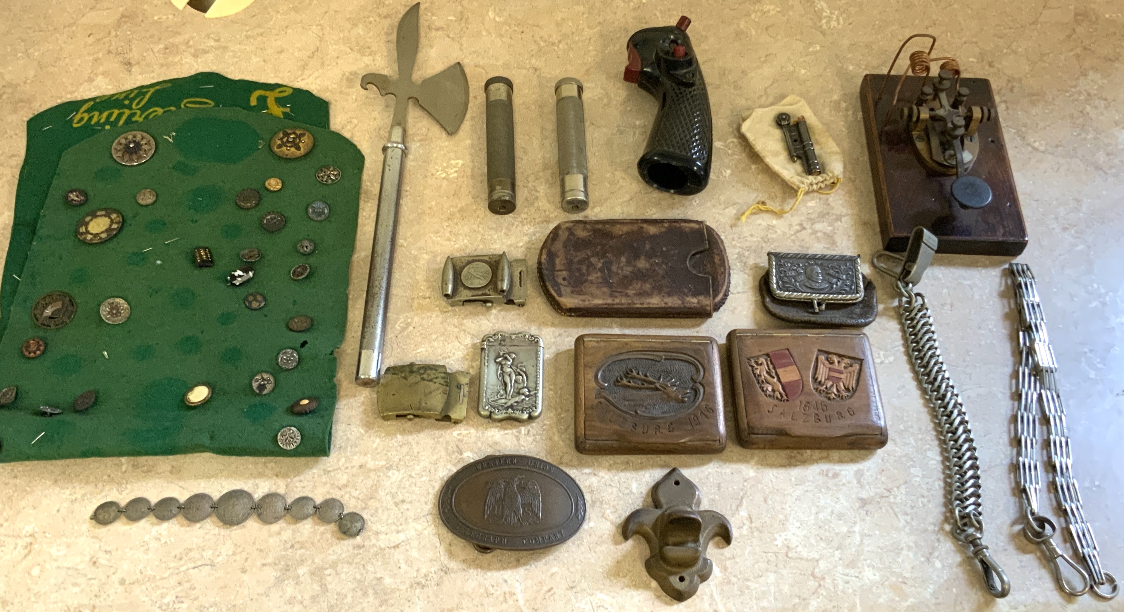 Appraisal: GROUP OF MILITARY ITEMS Group of Buttons Belt Buckles Match