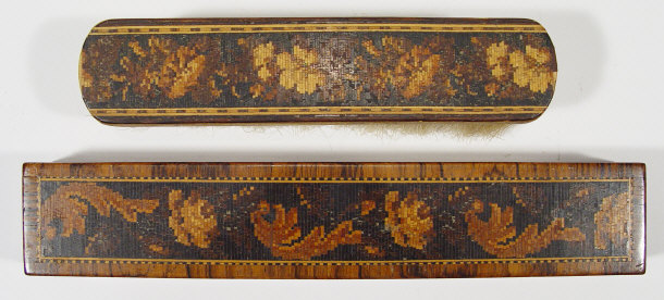 Appraisal: Rectangular Tunbridgeware box and cover inlaid with flowers together with