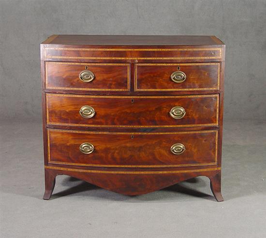 Appraisal: Mahogany Bowfront Two-Over-Two Chest of Drawers Circa Probably New England