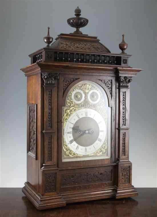 Appraisal: A Victorian oak chiming eight day bracket clock with arched