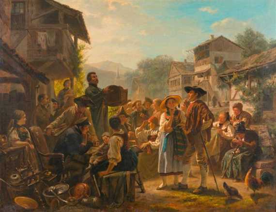 Appraisal: VAUTIER BENJAMIN Geneva Auction in the village square Oil on