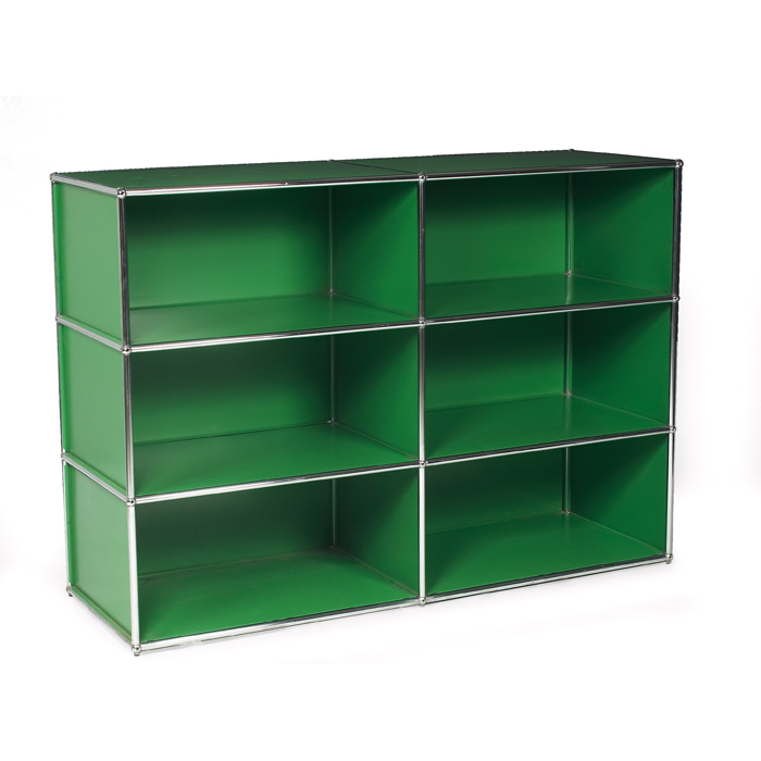 Appraisal: Fritz Haller cabinet by USM Haller Switzerland open shelving green