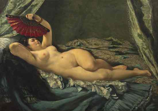 Appraisal: French School th century Odalisque oil on canvas x inches