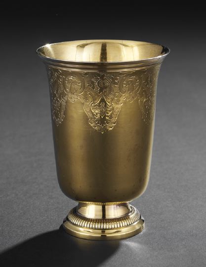 Appraisal: French First Standard Silver Gilt Footed Beaker first quarter th