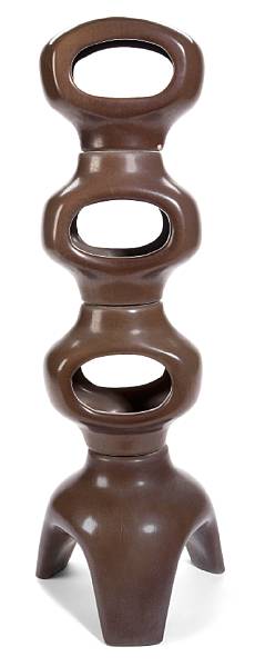 Appraisal: A Malcolm Leland chocolate brown glazed ceramic lantern for Architectural