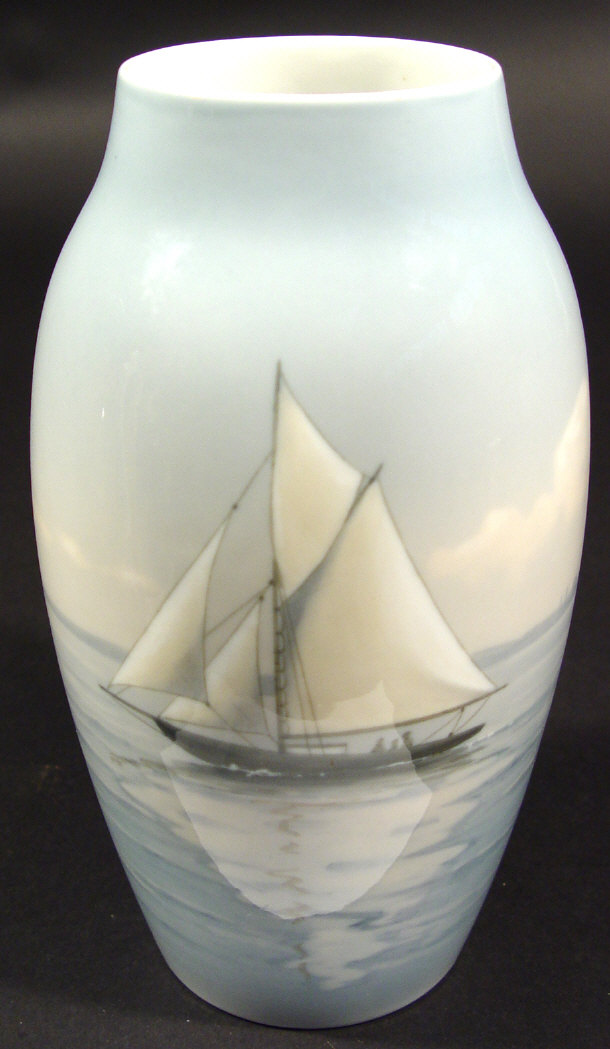 Appraisal: Large Bing and Grundell porcelain vase decorated with a sailing