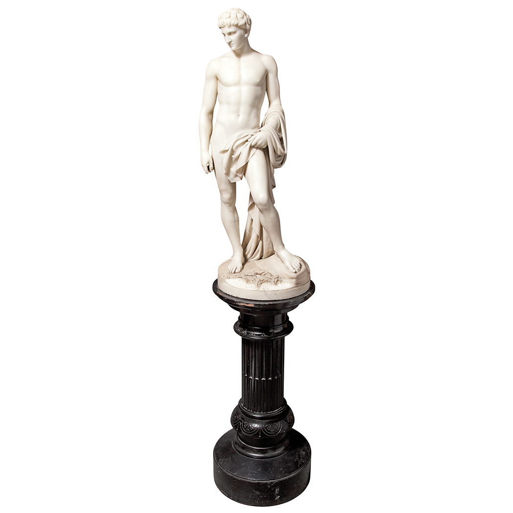 Appraisal: White Marble Statue of a Male Nude William H Rinehart