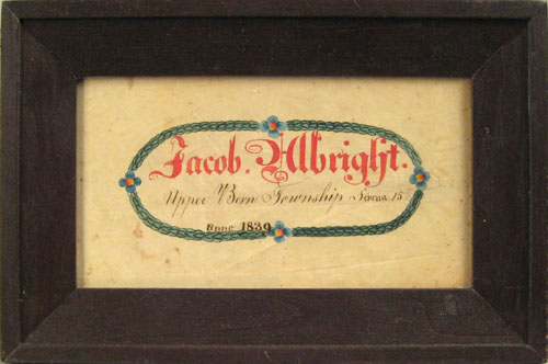 Appraisal: Pennsylvania watercolor reward of merit dated with floral cartouche inscribed