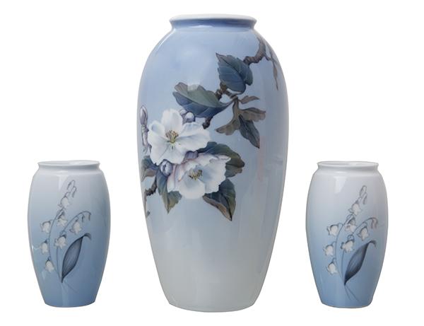 Appraisal: A ROYAL COPENHAGEN VASE WITH TWO BING AND GRONDAHL VASES