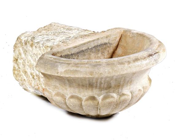 Appraisal: WALL BASIN Baroque th century Light marble x x cm