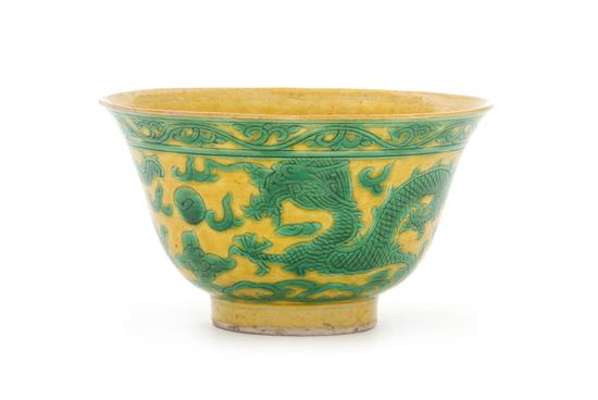 Appraisal: Sale Lot A Yellow and Green Glazed Porcelain Bowl likely