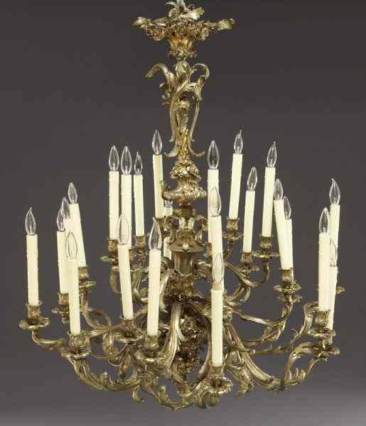 Appraisal: Louis XV style dore bronze -light chandelierhaving a foliate central