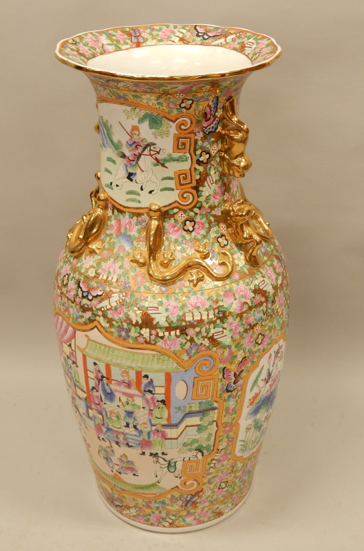 Appraisal: A large modern Chinese Canton style vase decorated in coloured