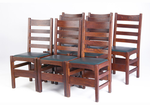 Appraisal: GUSTAV STICKLEY Set of eight dining chairs with drop-in seats