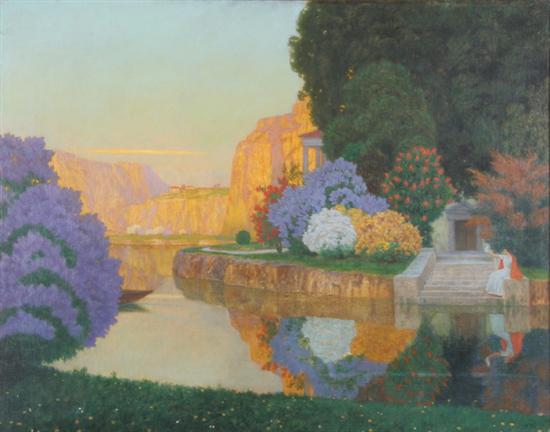 Appraisal: EDUARD KASPARIDES Austrian - AN ARCADIAN LAKE LANDSCAPE oil on