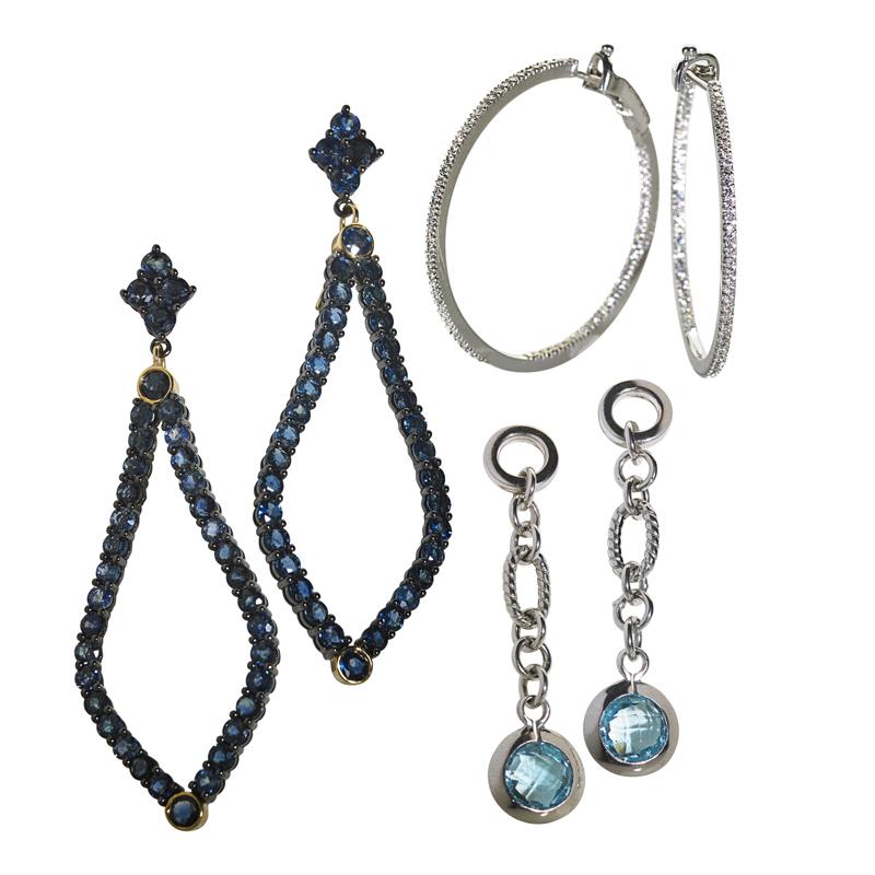 Appraisal: THREE PAIRS OF RECENT GEM-SET EARRINGS Meredith Marks Brooks earrings