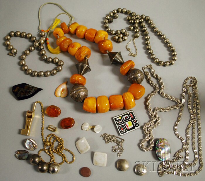 Appraisal: Small Group of Mostly Silver and Amber Jewelry including a