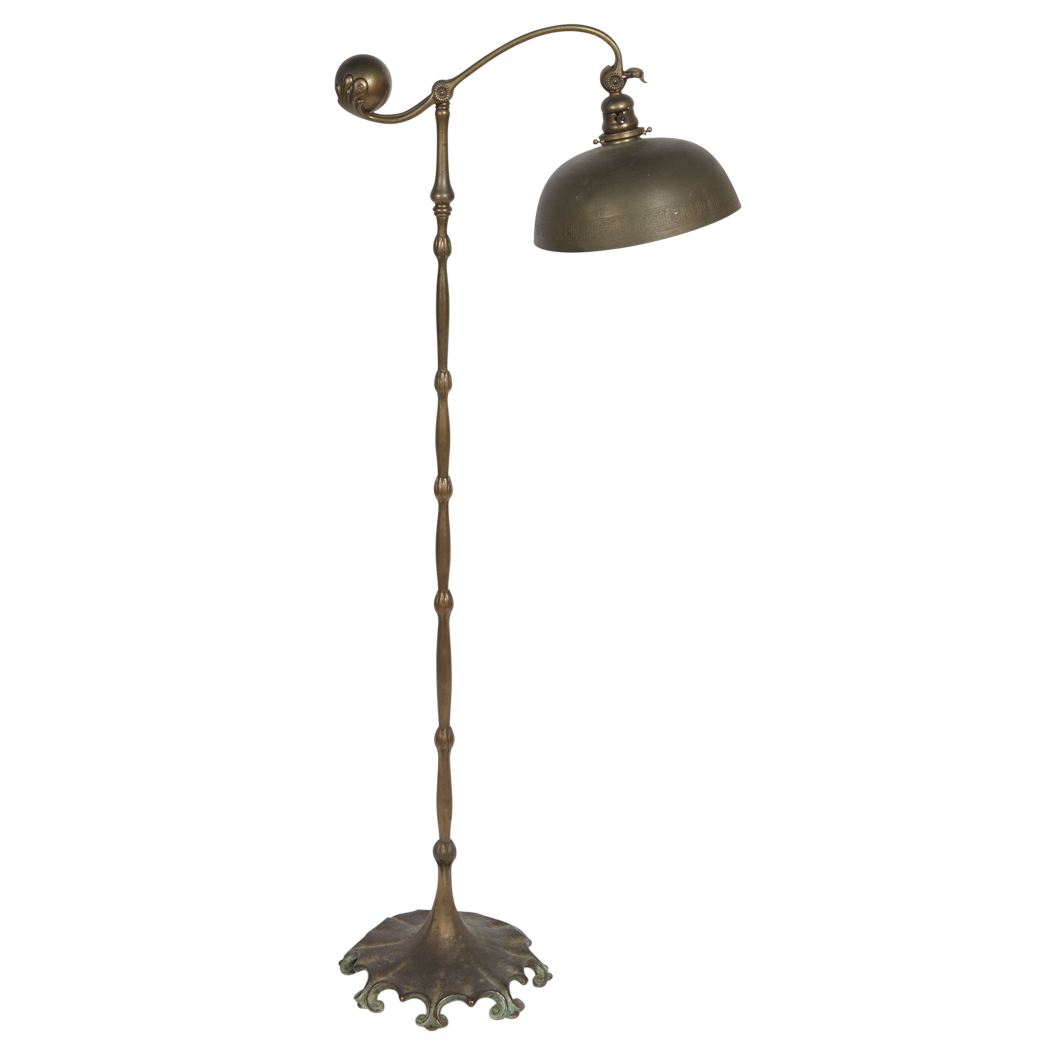 Appraisal: Tiffany Studios Bronze Counterbalance Floor Lamp The domed metal shade