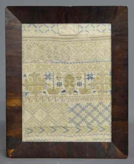 Appraisal: th c needlework sampler site '' x ''