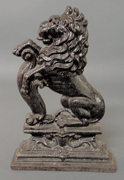 Appraisal: Cast iron rampart lion doorstop late th c h